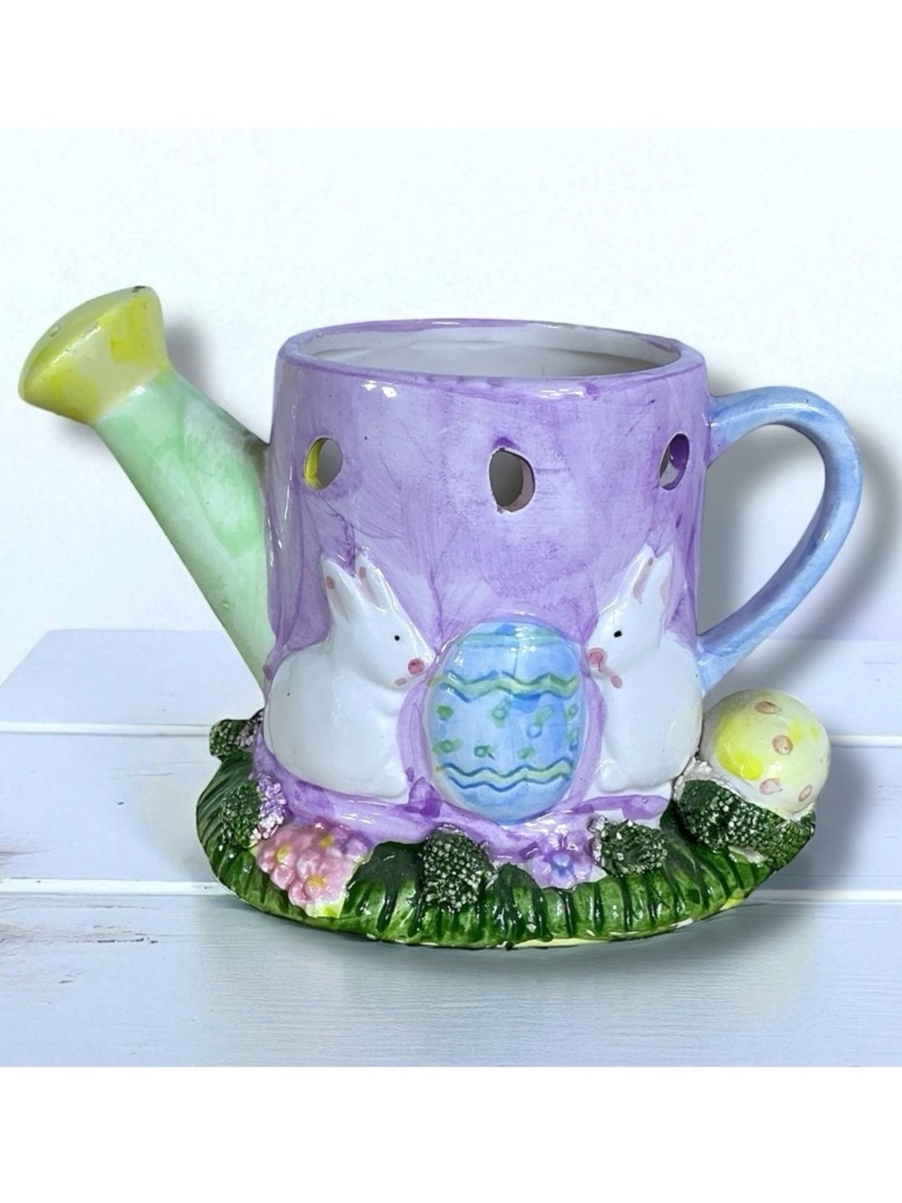 Vintage Easter Bunny Watering Can Candle Holder Multipurpose Functional Pitcher